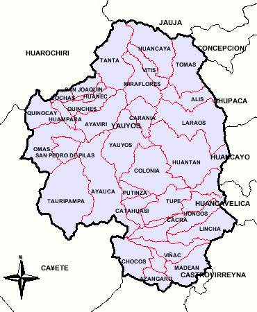 MAPA DE LA PROVINCIA DE YAUYOS