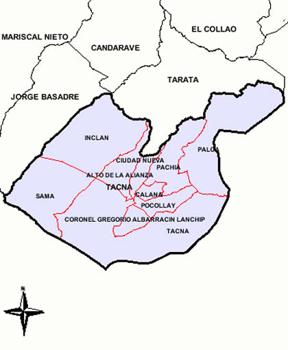 MAPA DE LA PROVINCIA DE TACNA